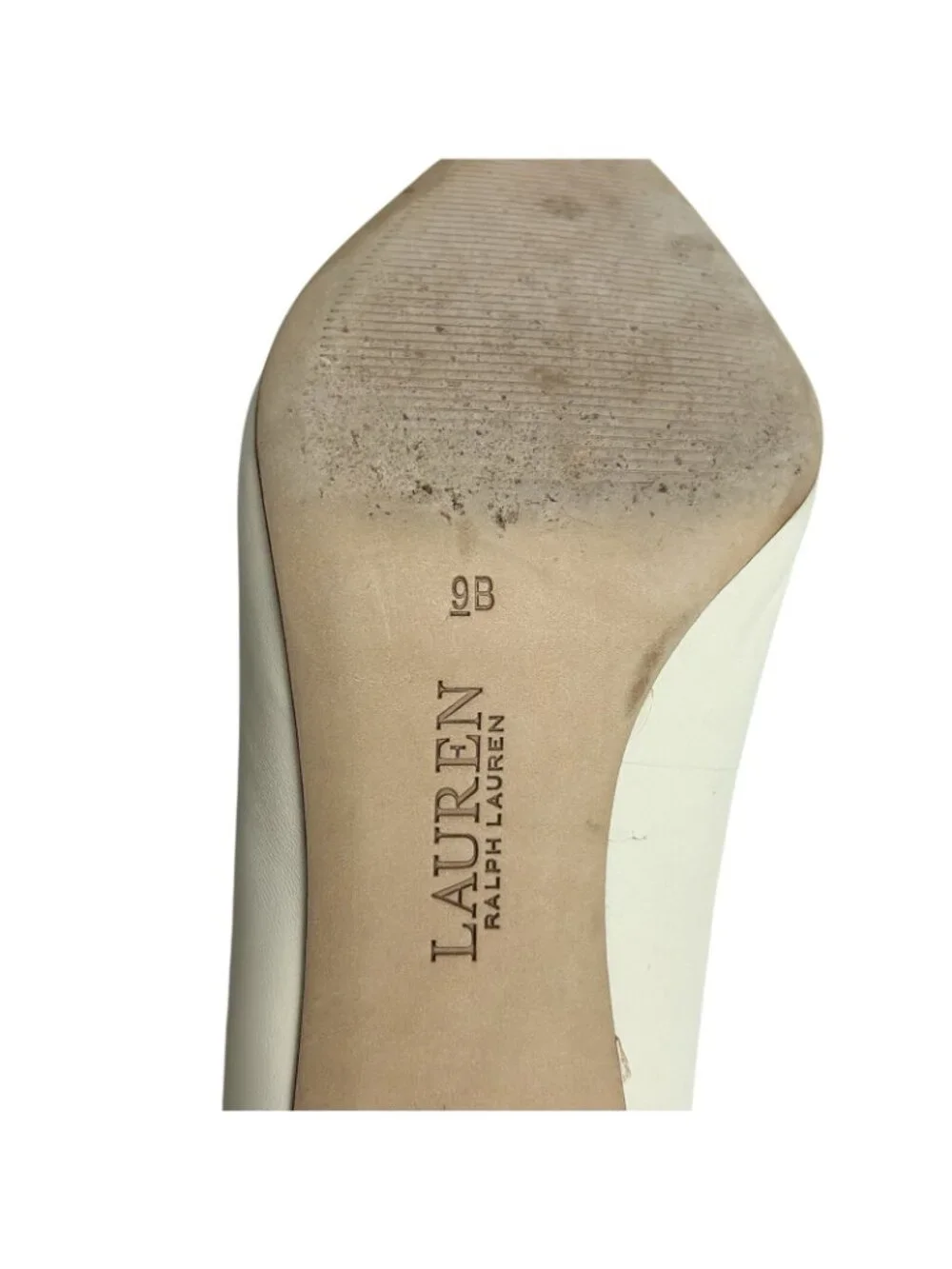 Lauren Ralph Lauren Lanette Pumps Women's 9B Cream Leather Upper, Pointed Toe